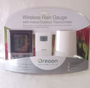 Oregon Scientific Wireless Rain Gauge With Indoor Outdoor Thermometer ~ New