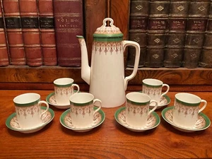 Antique Early 20th Century Royal Worcester Green & Gold Coffee Set - Picture 1 of 9