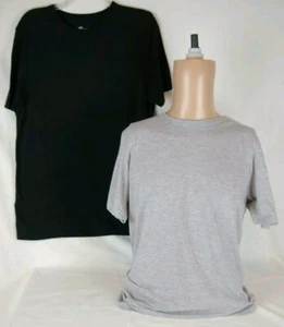 Set of 2 New Balance Black Gray Short Sleeve Shirts Mens Size Large Cotton Blend - Picture 1 of 18