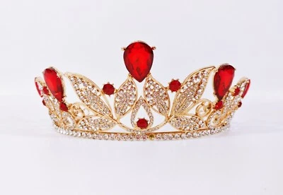 奥地利水晶水钻头饰皇冠王冠头发首饰面纱女王公主 — 第 1/4 张图片