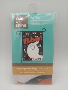 Rain or Shine Boo Halloween Small Garden Art Flag 12.5" x 18" Ghost New - Picture 1 of 2