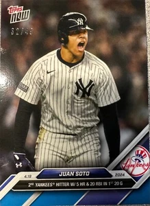 2024 Topps Now 98 Juan Soto 5 HRs &20 RBI's in 1st 20 Games 32/49-Free Shipping! - Picture 1 of 2