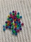 Lot Of 60 Multicolor Round Plastic Assorted Letter Beads, Jewelry Making/crafts
