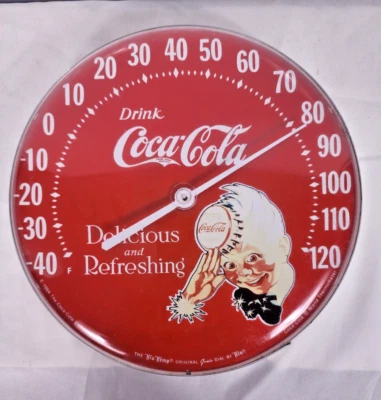 Coke Coca Cola Thermometer 12” Delicious Refreshing 1984 Tru Temp - Image 1 of 4