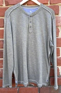 NWT Tommy Bahama Mens Sz M Oahu Shores Henley Long Sleeve Cave Gray - Picture 1 of 8