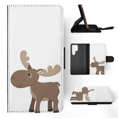 FLIP CASE FOR SAMSUNG GALAXY|WOODLAND FRIENDS MOOSE - Image 1 of 4