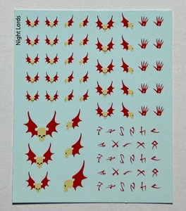 Night Lords Transfer Sheet / Transfers / Decals - Chaos Space Marines WH40K - Picture 1 of 2