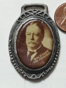 Circa 1908 WILLIAM TAFT For PRESIDENT CAMPAIGN WATCH FOB Sepia button scarce! - Picture 1 of 7