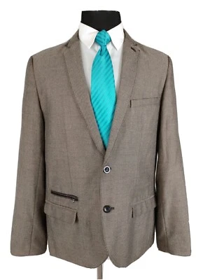 Structure Men’s 2-Button Brown Herringbone Tweed Sport Coat Size Large Slim  - Image 1 of 4