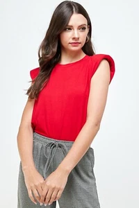 Joyous Shoulder Pad T-Shirt (Red) - Picture 1 of 10