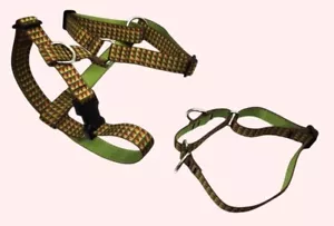 Lupine Pet Adjustable Dog Harness Martingale Training Collar Green & Brown Check - Picture 1 of 13