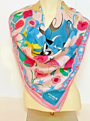 Kate Spade Nueva York Psicodélico País de las Maravillas Cuadrado Seda Bufanda Nueva Foto 1 de 4