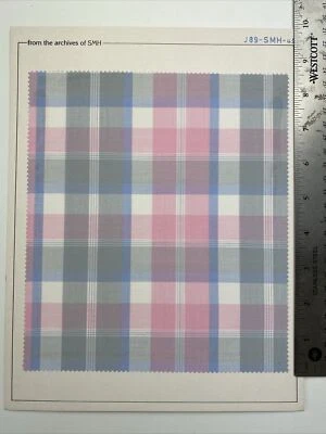 Muestra de tela de algodón vintage, cuadros multicolor, tejido liso, remanente textil Foto 1 de 2