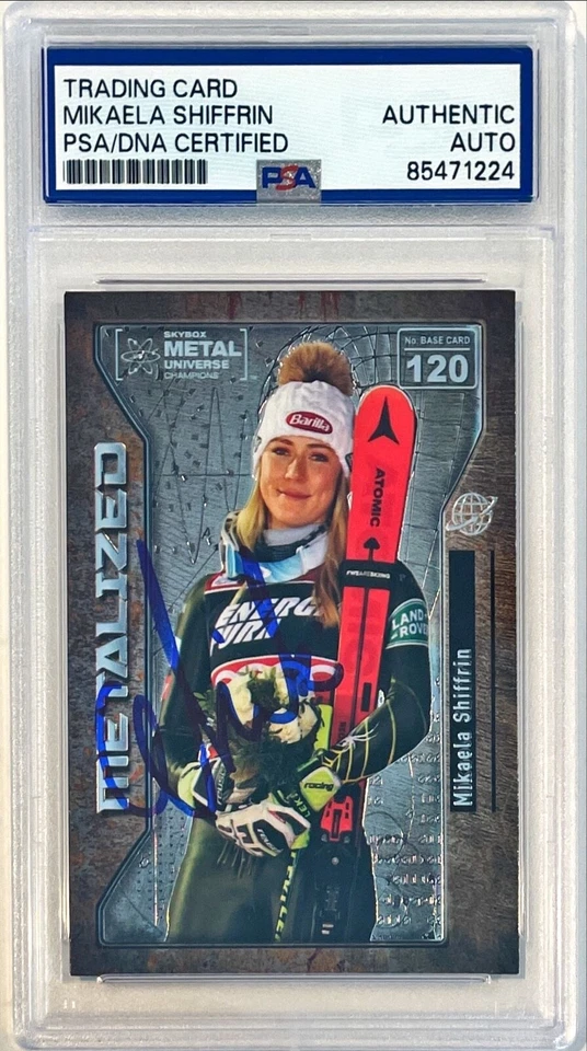 2021 Skybox Metal Universe Mikaela Shiffrin Skiing Signed Auto Card #120 PSA DNA - Image 1 of 1