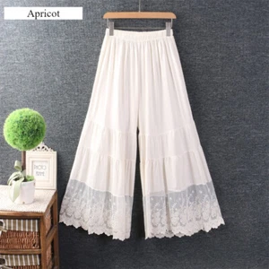 Pantaloni vittoriani misto cotone bloomers trasparenti pizzo orlo elastico in vita - Foto 1 di 18