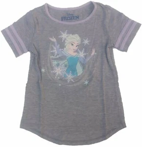 Disney Frozen Girls Gray & Purple Elsa Snowflake T-Shirt Tee Shirt - Picture 1 of 5