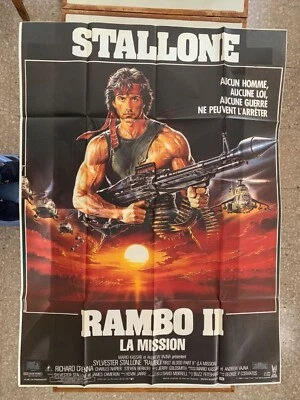RAMBO II, MEGA SELTENES FRANZÖSISCHES EXTRA GROSSES 61,5” x 46” 1985 POSTER  - Bild 1 von 4
