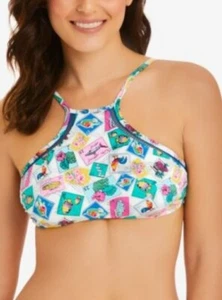 Vera Bradley  Cuban Stamps High Neck Swimsuit Top Secure Hook, Size M - Picture 1 of 1