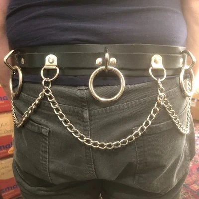 Anillo de Cadena Cinturón Punk Rock Cuero de Vaca Genuino Punk Rock ¡Excelente Estado!  Foto 1 de 3