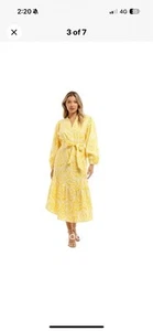 Country Road French Linen Yellow & White Dress Size 8 Cotton Lining - Picture 1 of 11