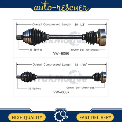 Par de ejes delanteros CV para Volkswagen Jetta Rabbit FWD SurTrack Set Foto 1 de 3