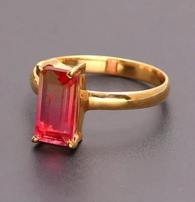 Natural Bio Tourmaline Octagon Ring Solid Silver Gold Fill Jewelry For Her - Image 1 of 4