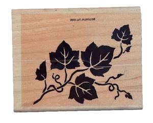 Grapevine Leaf Plant Vineyard Wine Drink Sign Symbol Wood Rubber Stamp - Picture 1 of 2