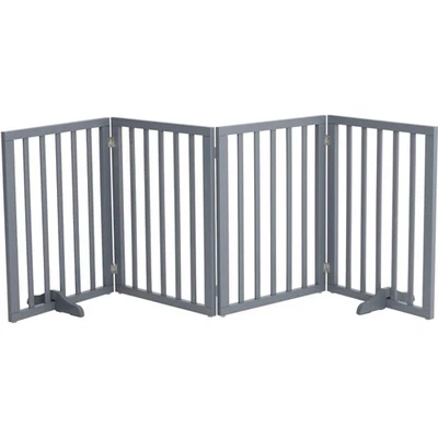 Hundegitter, Türschutzgitter, Holz, Faltbar, Treppenschutz, Grau, 183cm - Bild 1 von 2