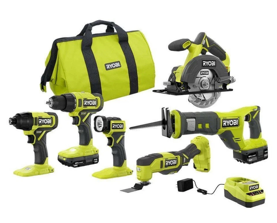 Ryobi ONE+ 18V Cordless 6-Tool Combo Set (PCL1600K2) - Image 1 of 1