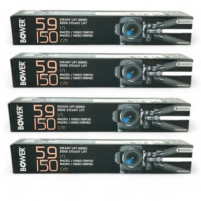 Lote de 4 trípodes Bower 59 pulgadas VTSL59CAN Steady Lift Series negro Foto 1 de 4