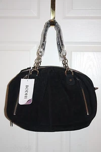 NWT! BODHI Black Suede ROOSEVELT ISLAND Slouchy Satchel Bag $398 - Picture 1 of 11