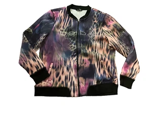 BEBE Sport Jacket Jacket Logo Zip Up Rhinestone Logo Stretch 2X - Picture 1 of 8
