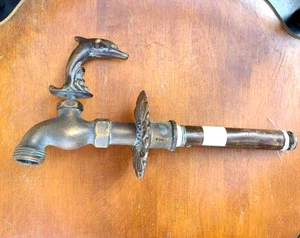 Grifo de grifo exterior con caño vintage figura de delfín de latón espiga océano playa - Imagen 1 de 15