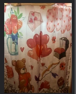 Kids Shower Curtain Ribbons Teddy Bears Print for Bathroom - Picture 1 of 1