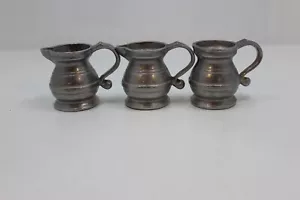 Juego de 3 mini cremas de peltre Wilton RWP jarra de arado de 2 pulgadas taberna - Imagen 1 de 7