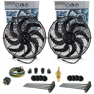 Zirgo Super Cool Pack Twin 14" S Blade Fans - Performance Cooling Kit 12V DC - Image 1 of 4