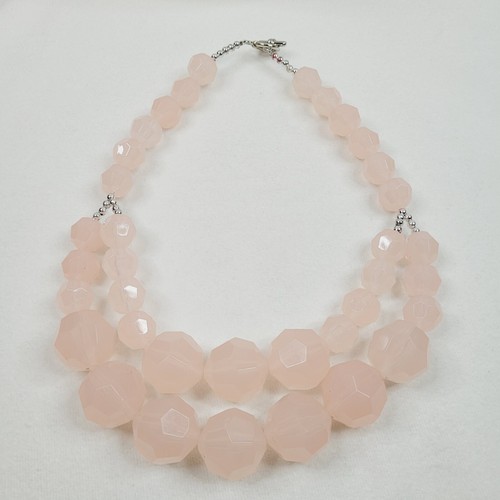 VETEMENTS Collana dichiarazione gioielli moda perline acriliche rosa chiaro grossa chiusura a levetta