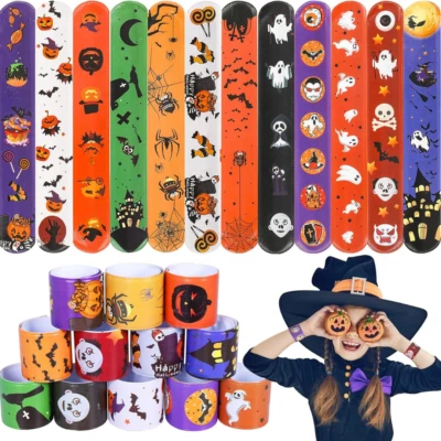 48 piezas Pulseras de bofetada de Halloween Favores de fiesta de Halloween Juguetes de Halloween para niños Foto 1 de 4