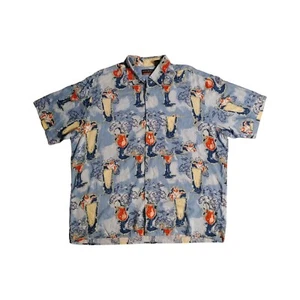 John Henry Hawaiian Shirt Men's Size XL Blue Grapic Short Sleeve Button Up Top - Picture 1 of 8