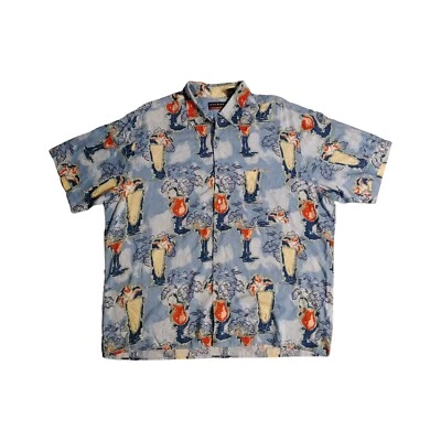 John Henry Hawaiian Shirt Men's Size XL Blue Grapic Short Sleeve Button Up Top - Image 1 of 4