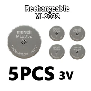 5X ML2032 2032 Electronics CMOS Backup Calculators Rechargeable Battery 3V 65mAh - Picture 1 of 9