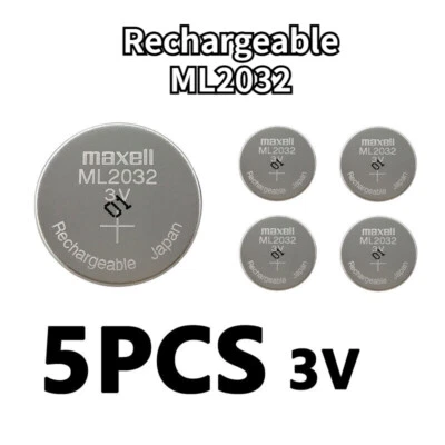 5X ML2032 2032 Electronics CMOS Backup Calculators Rechargeable Battery 3V 65mAh - Image 1 of 4