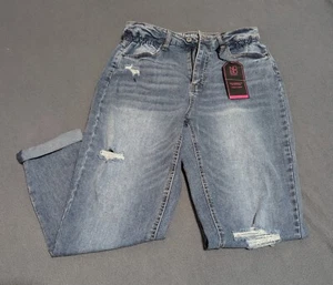 High Rise Mom Jeans Stretchy Bund Hose Distressed Cropped Unterteil Neu - Bild 1 von 9