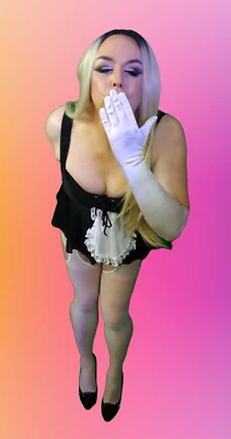 FRENCH MAID OUTFIT BABYDOLL GLOVES WHITE TIGHTS OPEN CROTCH COSTUME S 16 LARGE - Image 1 of 4
