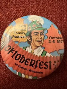 1977 La Crosse Wisconsin WI Oktoberfest Octoberfest pinback - Picture 1 of 2