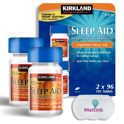 Kirkland Sleep Aid Doxylamine Succinate 192 Tabs+ Pill Box (compare to Unisom) - Image 1 of 4