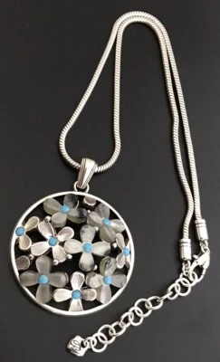 BRIGHTON NWOT EDEN'S GARDEN White Flower Blue Crystals Pendant Necklace. #1112 - Image 1 of 3