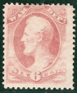 USA Classic Official Stamp Scott.O86 6c Rose (1873) WAR Mint MM Cat $675 YOG114 - Picture 1 of 6