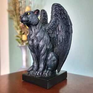 Winged Black Panther Gargoyle Statue, Gothic Decor - Picture 1 of 3