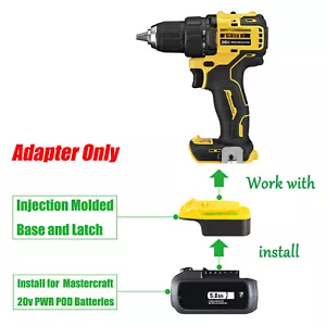 1x Adattatore per utensili DeWalt 20v MAX XR, adatto a batterie Mastercraft 20v PWR POD - Foto 1 di 6